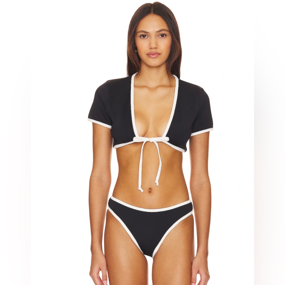 Good American Tie Front Swim Top